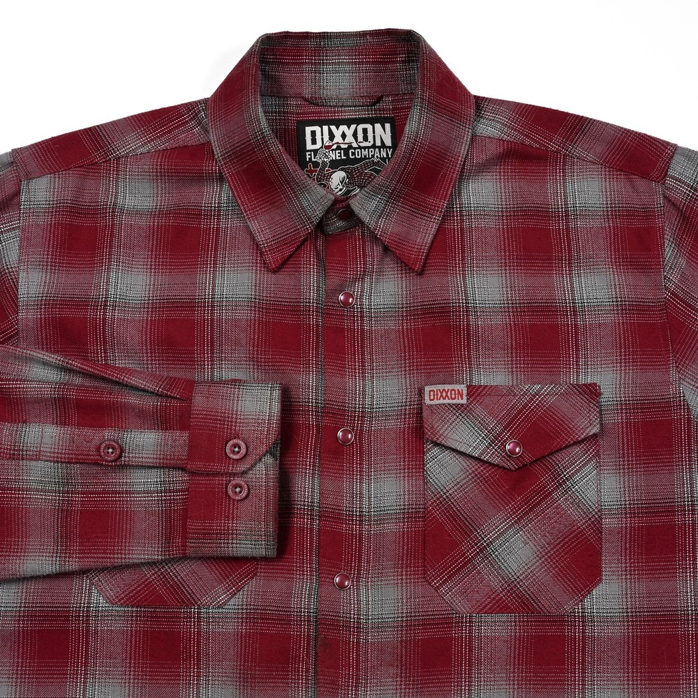 Dixxon Flannel Co Men's L/S Pinot Pearl Snap Button Up Shirt Red/Gray Large Tall